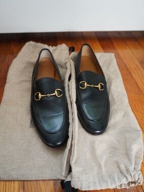 Gucci Green Leather Horsebit Loafers with Gold Hardware